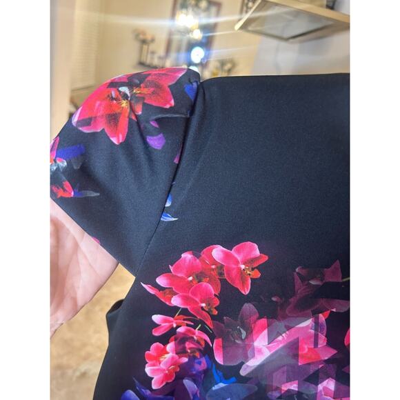 BETSEY JOHNSON Floral Sheath Dress SZ 8 Cap Sleeve - Picture 5 of 6